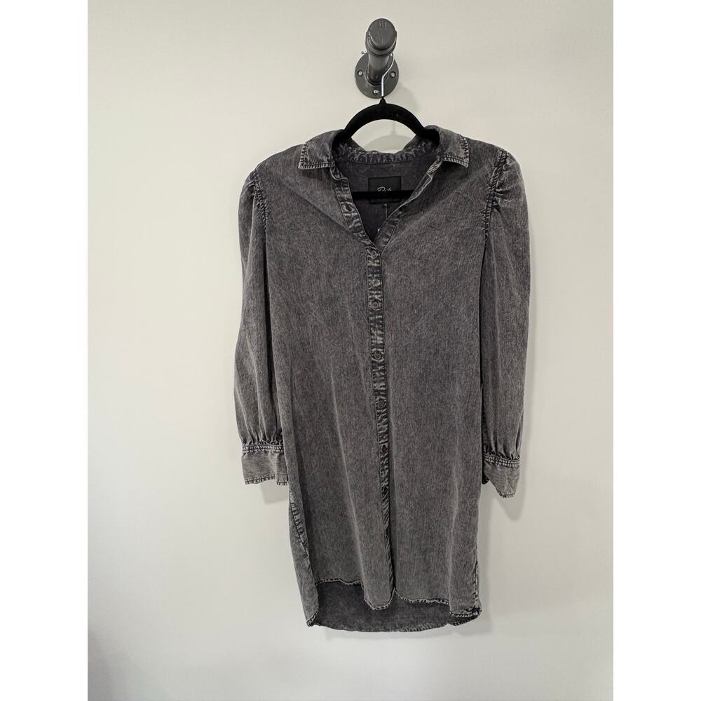 Rails Adele Acid Wash Linen Blend Long Sleeve Dress Size XS